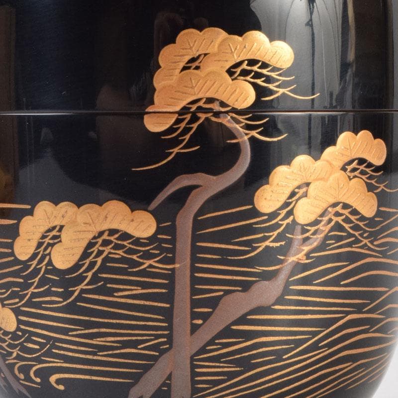 小梅 蒔絵師　中村宗尹作　内梨地浜千鳥蒔絵　大棗　共布共箱　V　9181