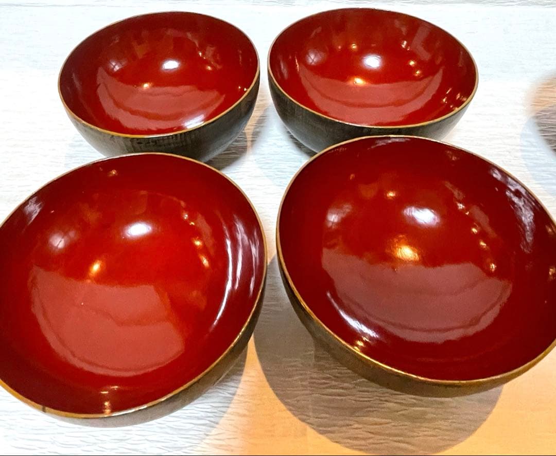 鉄錆塗　会津　吸物椀　9客　骨董　蓋付き椀　明治大正時代148