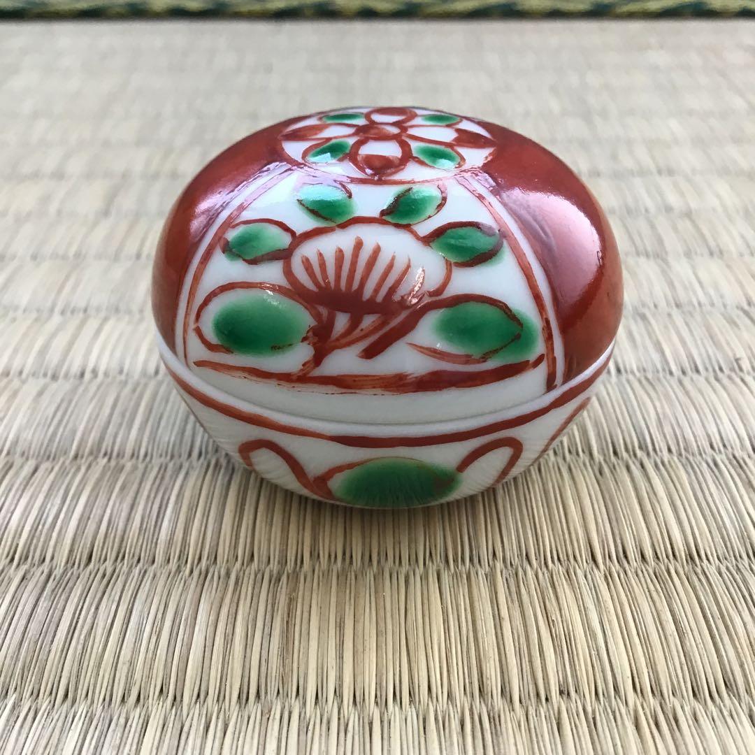 茶道具　香合　赤絵小丸香合　紫翠窯　三代　西村徳泉造　栞　紙箱　共箱　S67KG