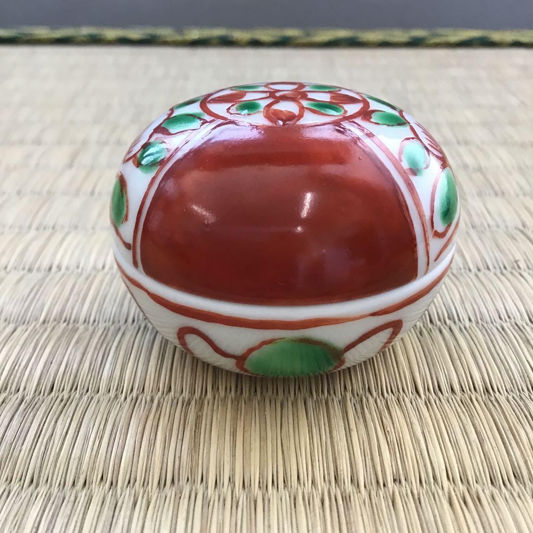 茶道具　香合　赤絵小丸香合　紫翠窯　三代　西村徳泉造　栞　紙箱　共箱　S67KG
