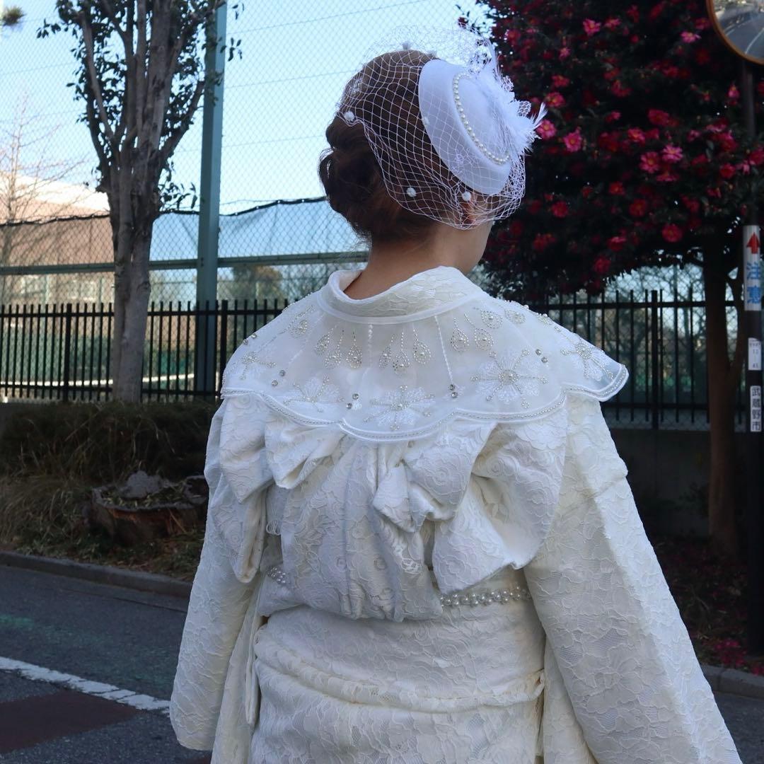 ホワイト振袖 フリル付き 女性用