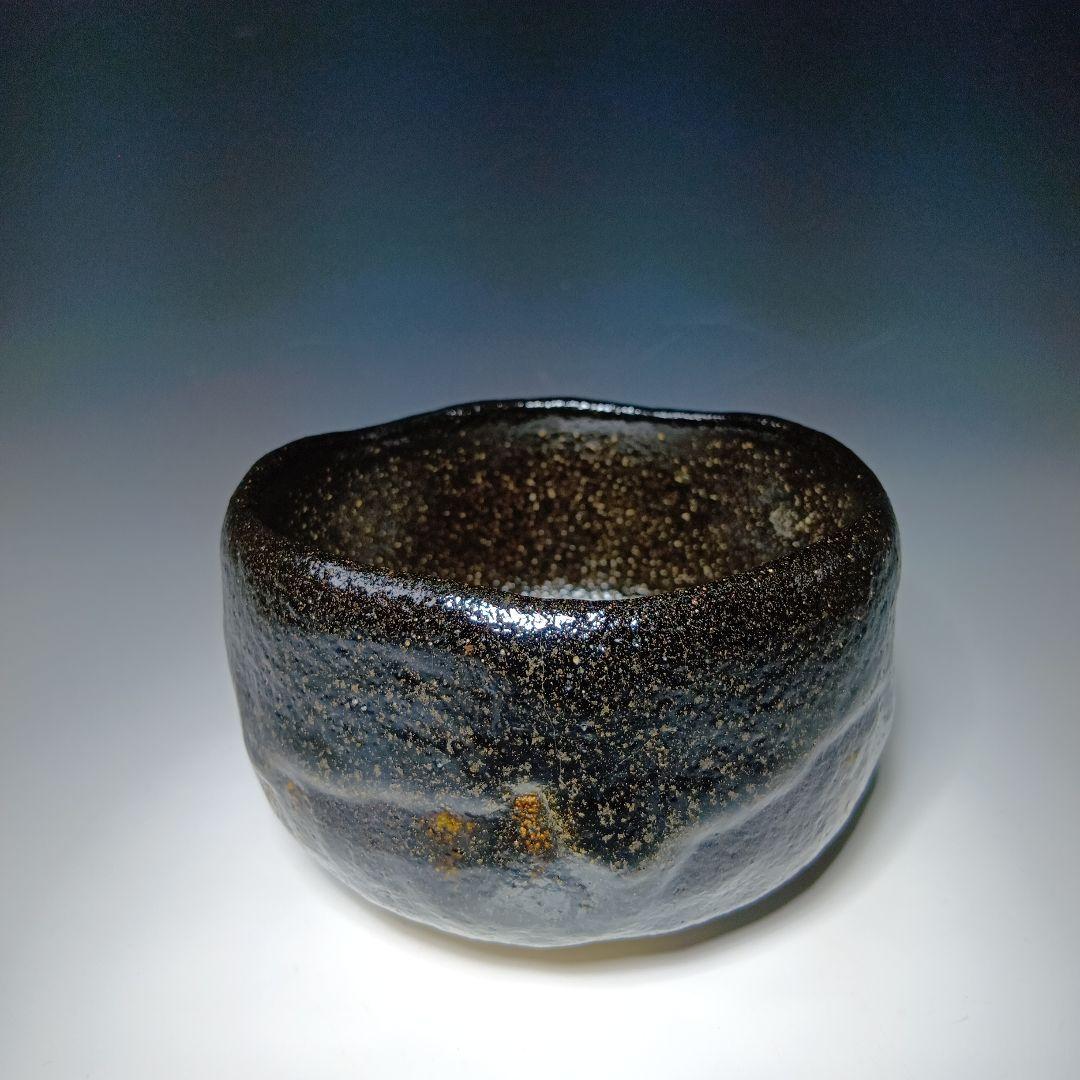 値下げ茶道具　小川長楽(小川裕起夫)作　黒楽茶碗　共箱　書付