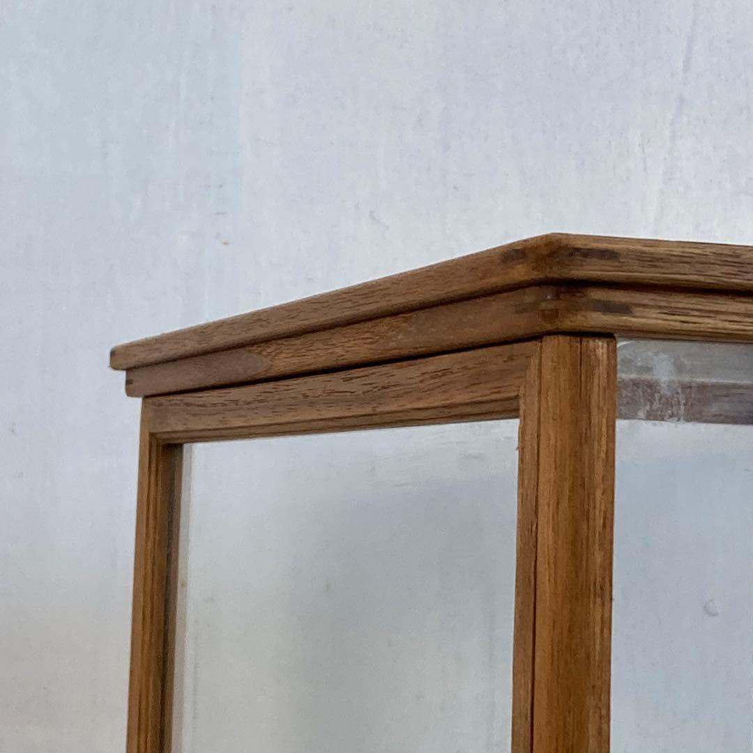 古い木製 ガラスケース 2段 卓上 ショーケース