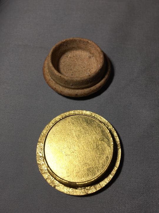 【茶道具】信楽焼肩衝茶入 陶器蓋付 茶入140