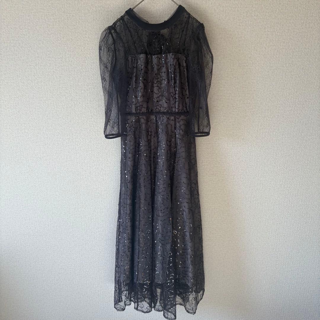 snidel スナイデル　スパークルレースドレス　グレー