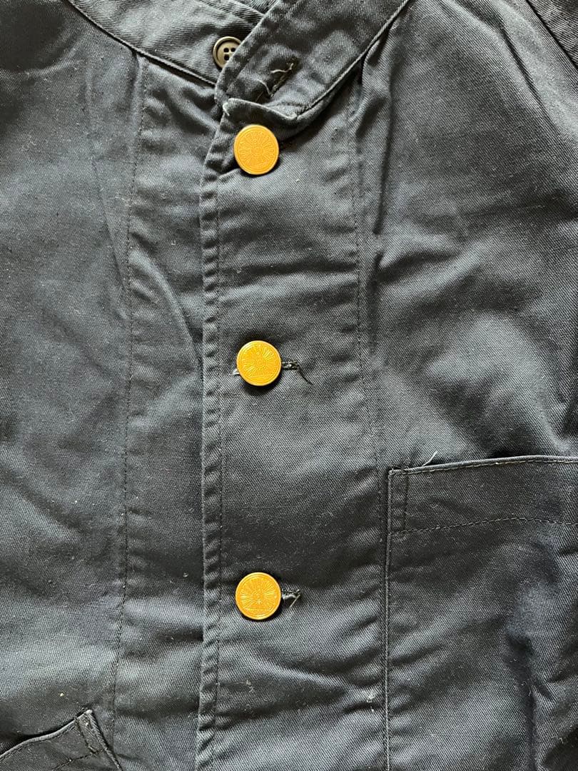 国鉄時代　ナッパ服　ネイビー 金ボタン付きジャケット　上下セット①
