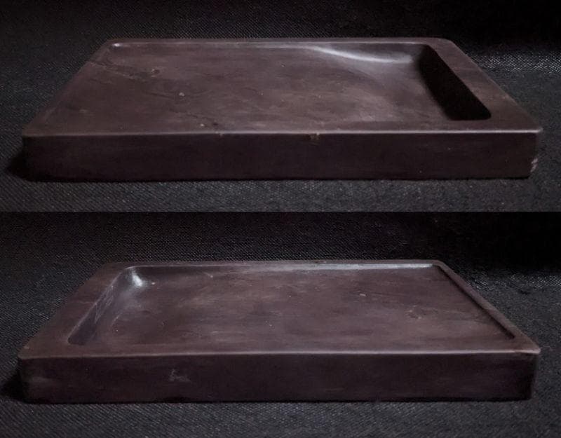 【クリオ】　　◆2点まとめ◆端渓硯（約八吋／唐木共箱）◆中国徽墨3本