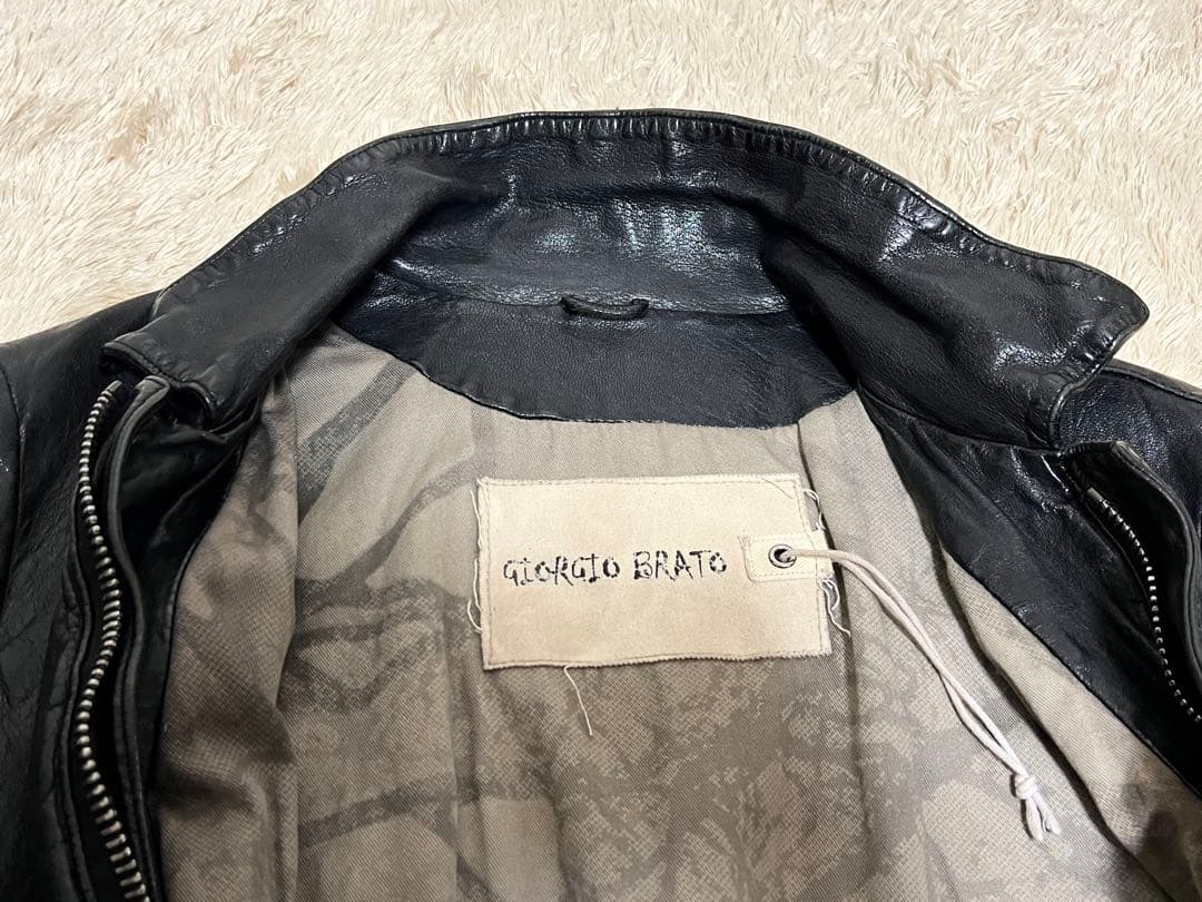 イタリア製 GIORGIO BRATO 46 レザーシングルライダース ブラック