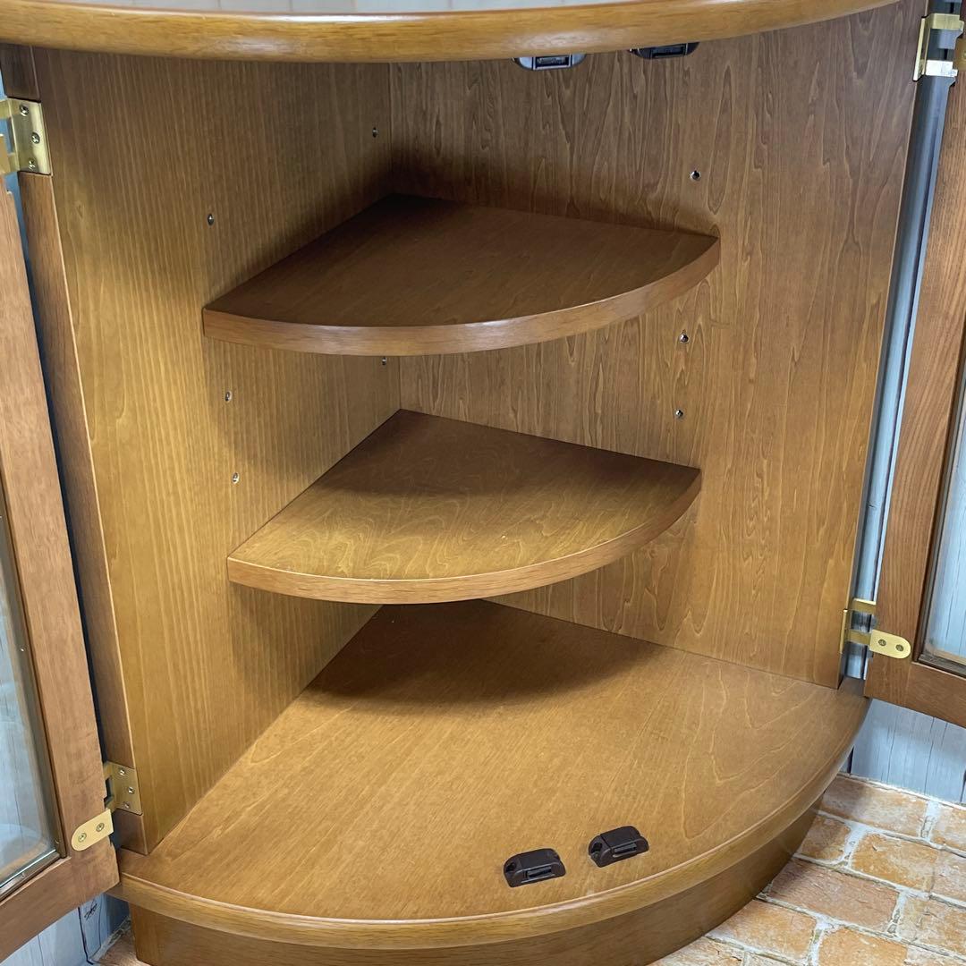 美品 カリモク家具 KARIMOKU コーナーキャビネット ガラス コロニアル