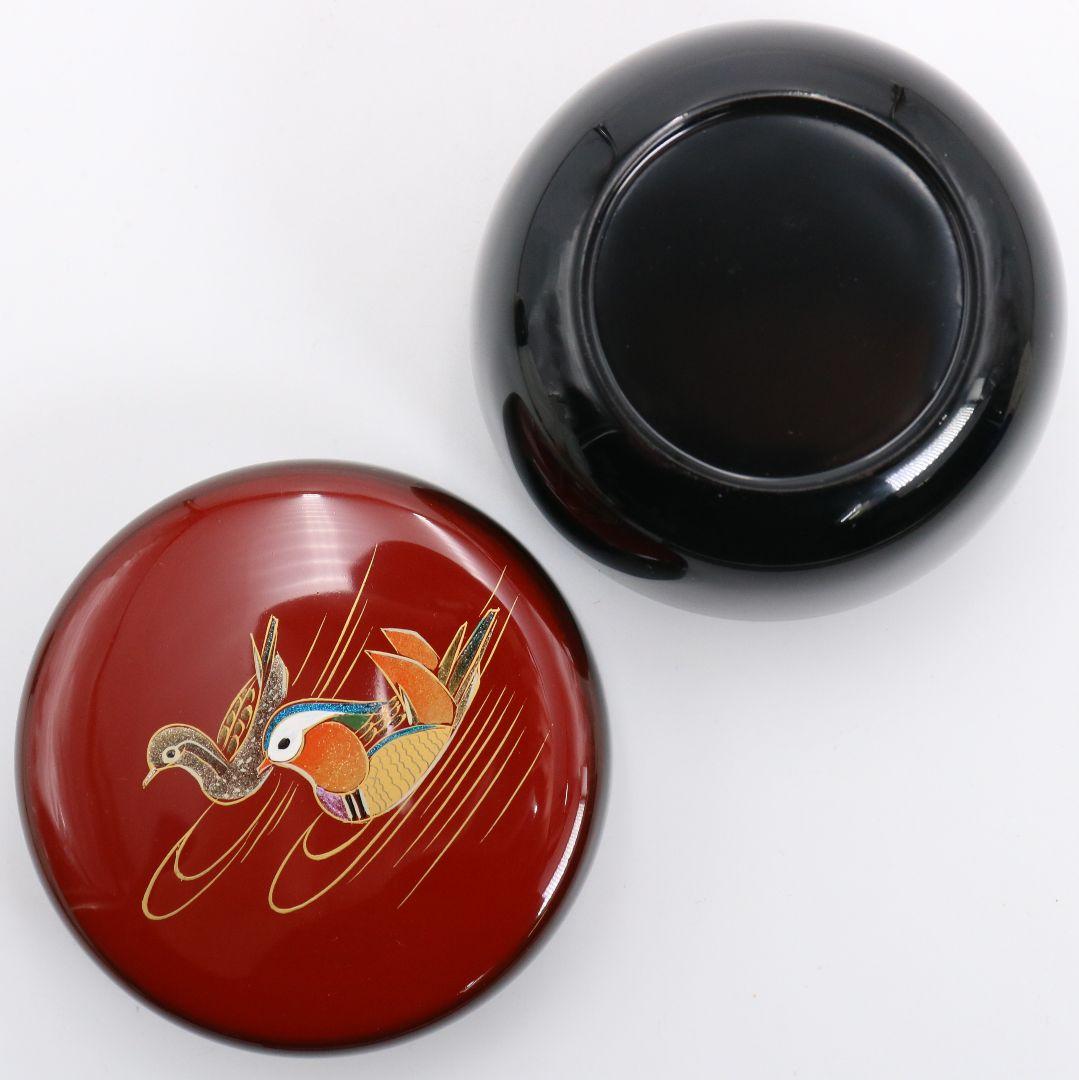 蒔絵師 中林貴山作 日の出 鴛鴦蒔絵 平棗 茶道具 共箱　V869　N6