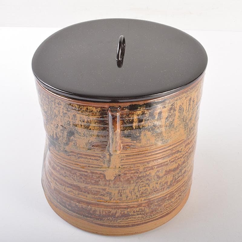 高取焼　亀井味楽造　耳付水指　漆塗蓋付　裏千家十四代淡々斎極箱　M　R7542