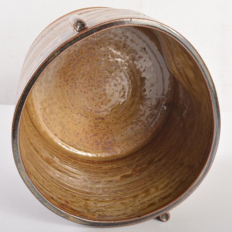 高取焼　亀井味楽造　耳付水指　漆塗蓋付　裏千家十四代淡々斎極箱　M　R7542