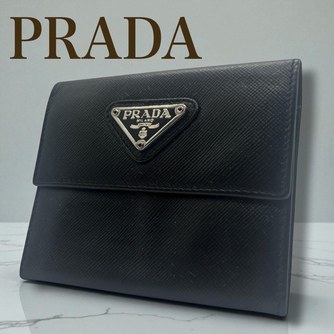 み*ん様 【美品】PRADA プラダ サフィアーノレザー ケース 三角ロゴ