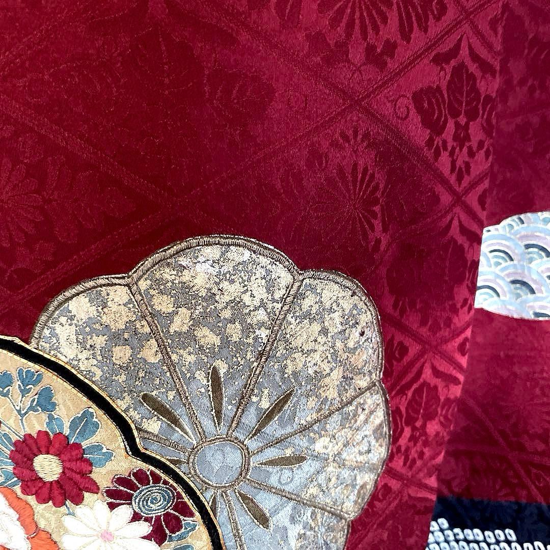 振袖フルセット　高身長　➕サイズ　絞り　手刺繍　成人式振袖　振袖　裄丈70 赤