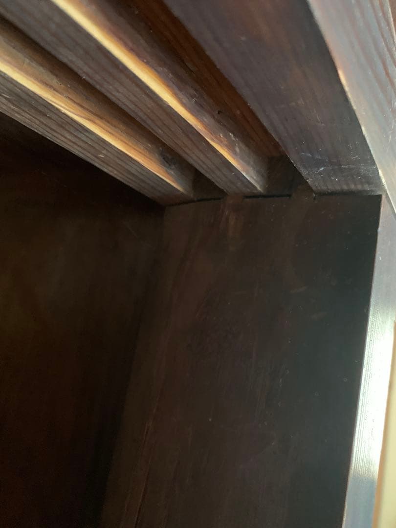 ガラス戸棚 昭和初期 木製キャビネット 水屋箪笥　ゆらゆらガラス アンティーク棚