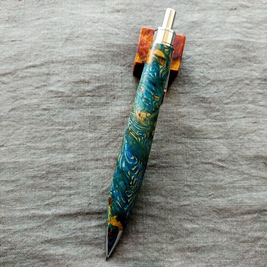 【水鳥】　ハンドメイド　木軸シャープぺン　スタビライズドウッド　0.5mm