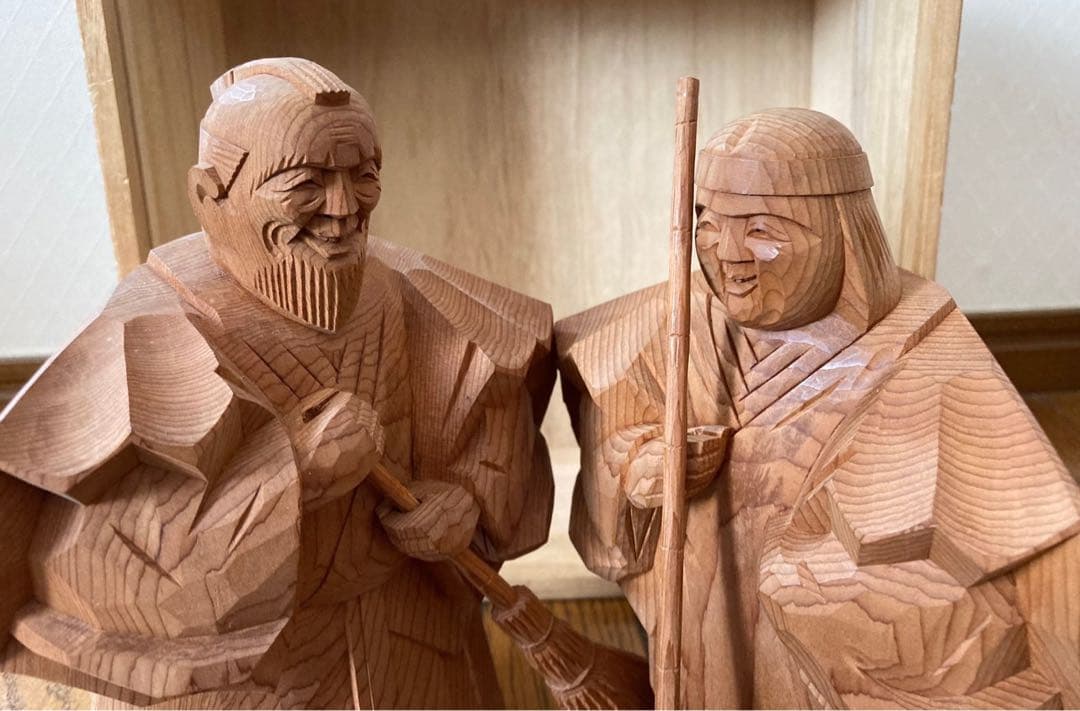 一刀彫　高砂人形