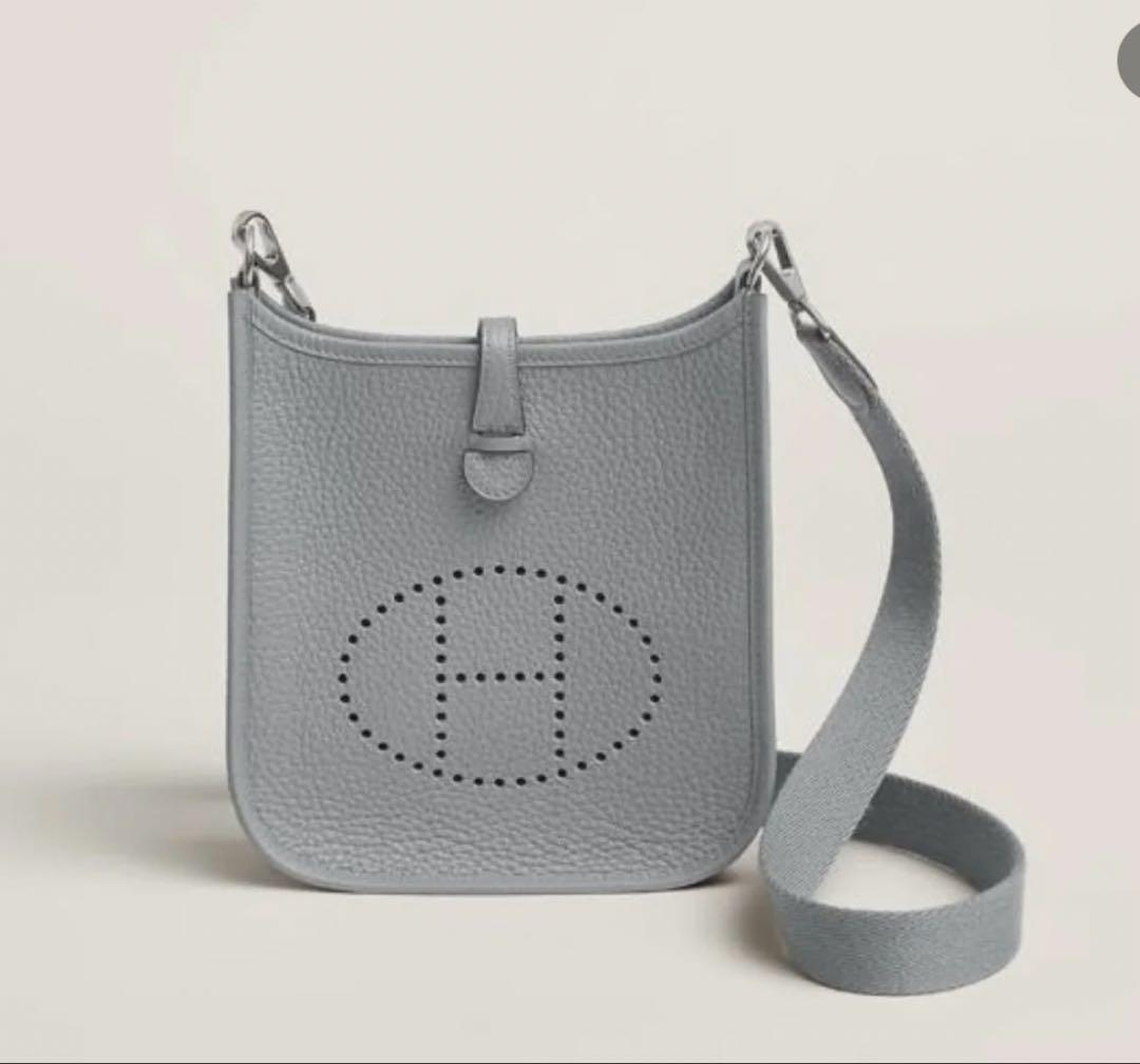 新品 エルメス ミニ エブリン TPM グリパンタン K刻印 グレー系 ミニエブ