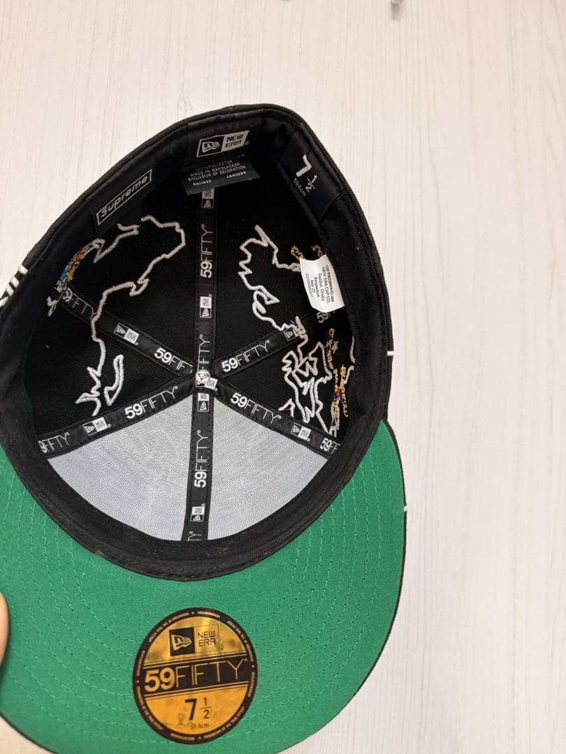 Supreme 地図刺繍 ベースボールキャップ 黒