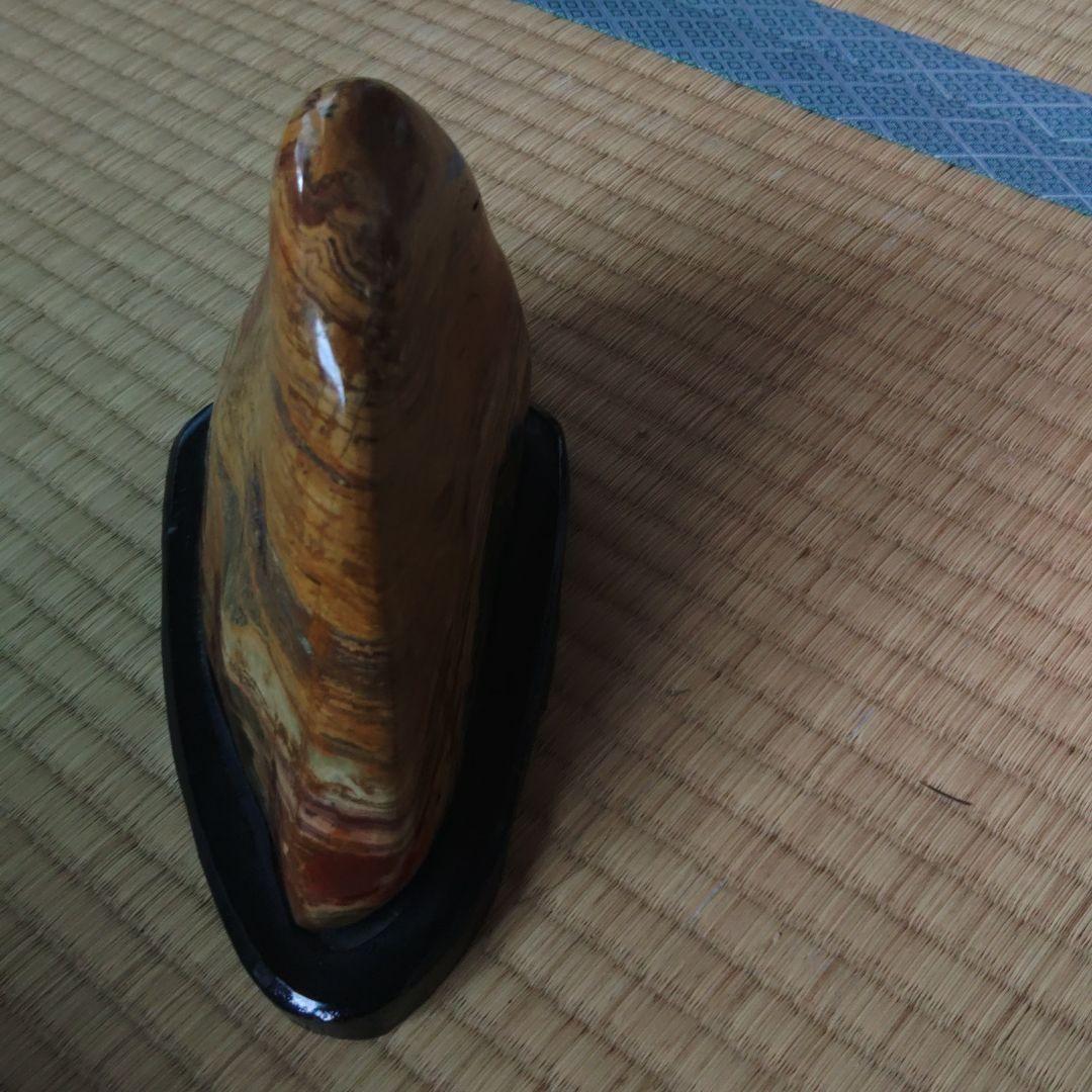 天然石 赤褐色と黄色のストライプ