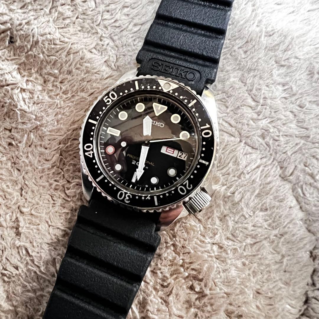 希少価値　初期1986年製 精工舎　稼働ビンテージダイバー 200mベルトセット