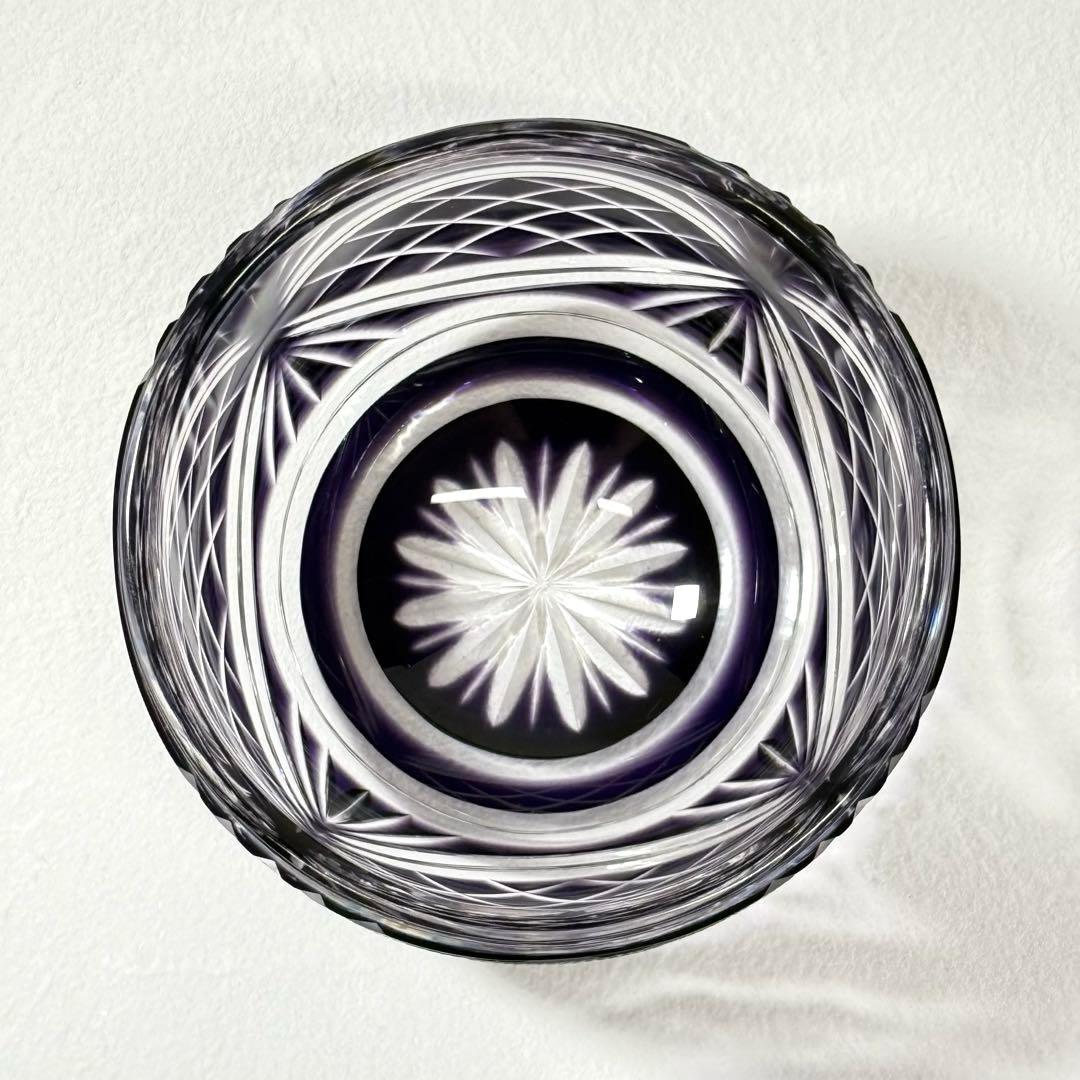 薩摩切子 辻俊幸 小付鉢 レモンカット 紫 ツジガラス工芸 ①