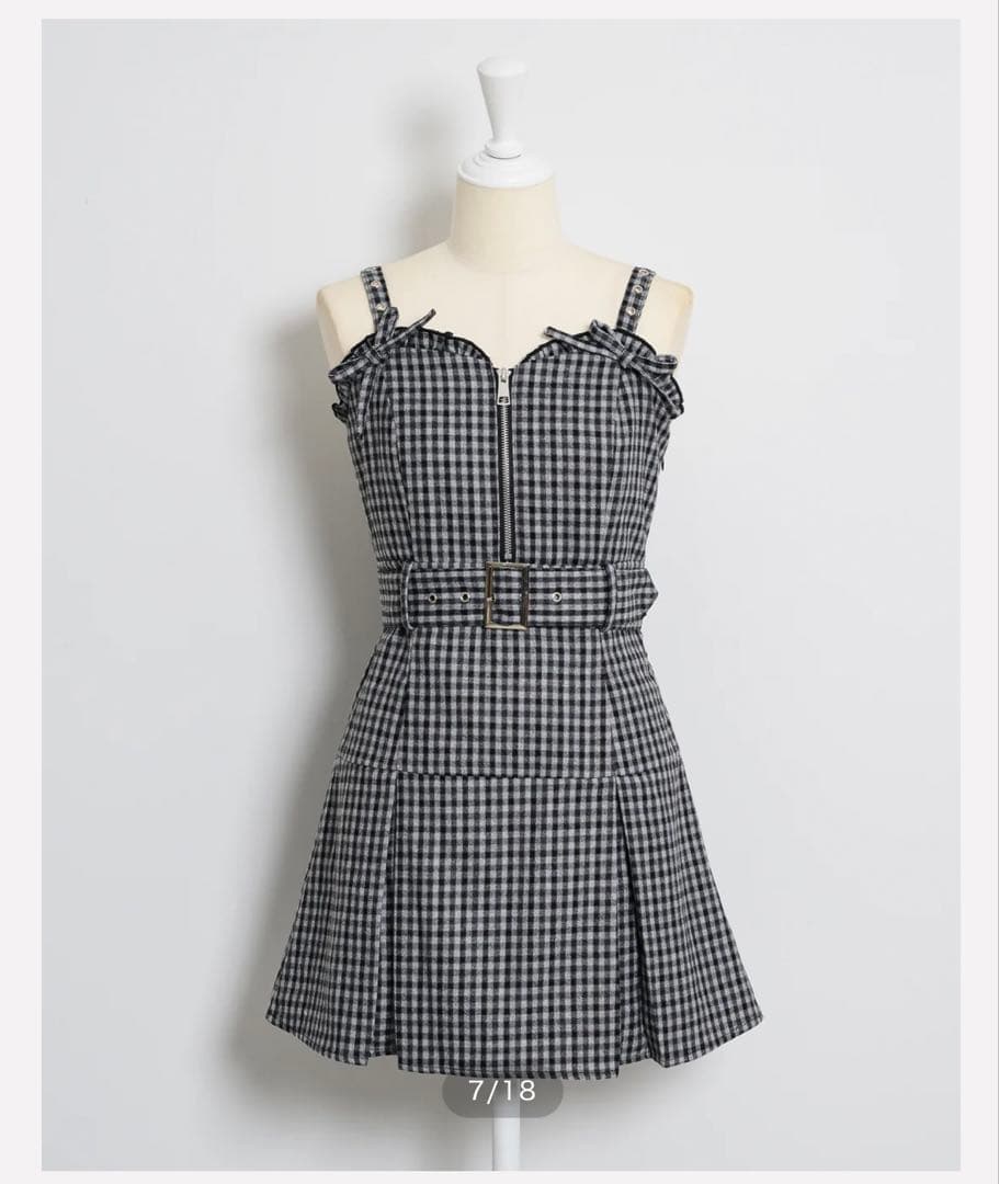 ♡pium フロントファスナージャンパースカート ギンガム