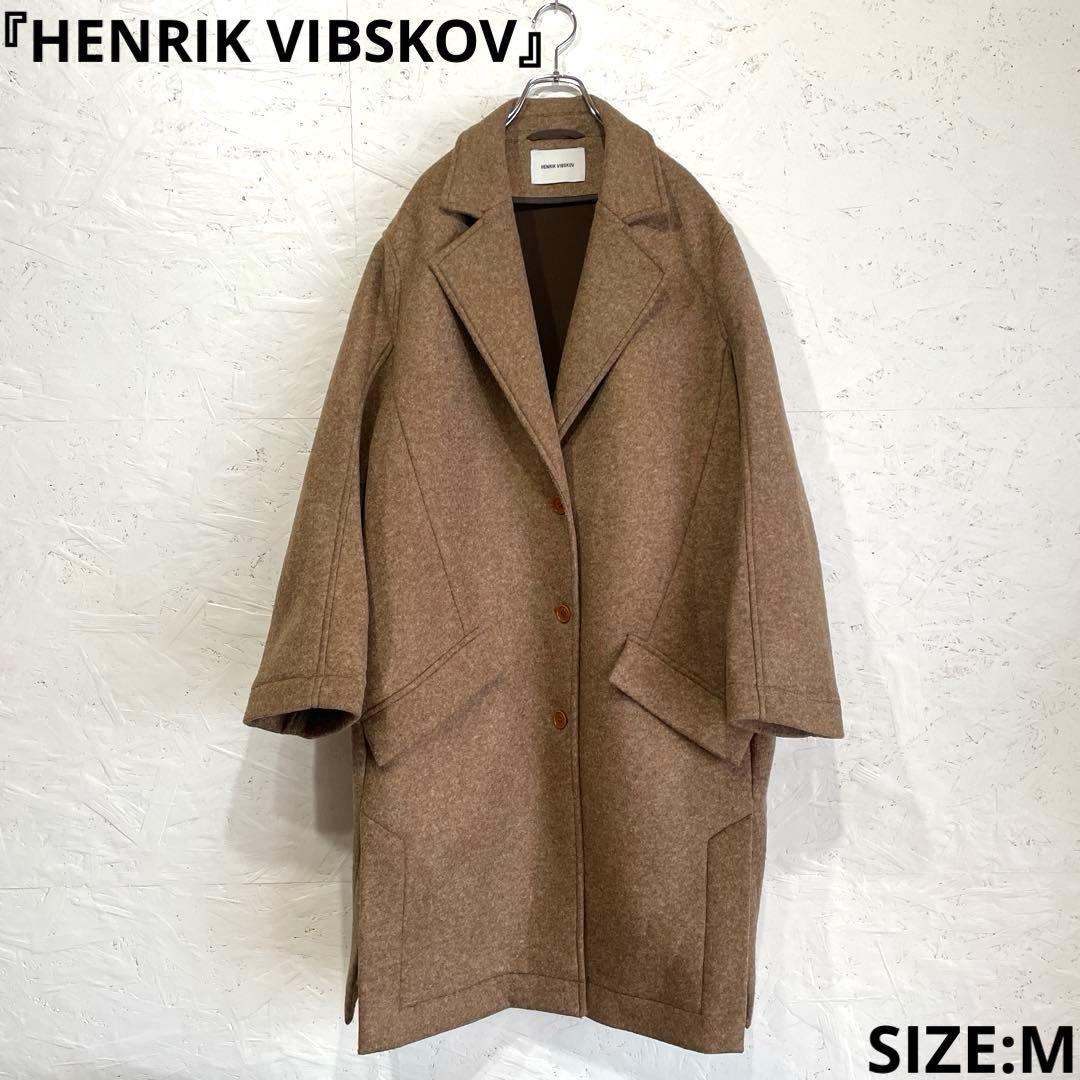【HENRIK VIBSKOV】ボンディングオーバーサイズコート　ブラウン　M