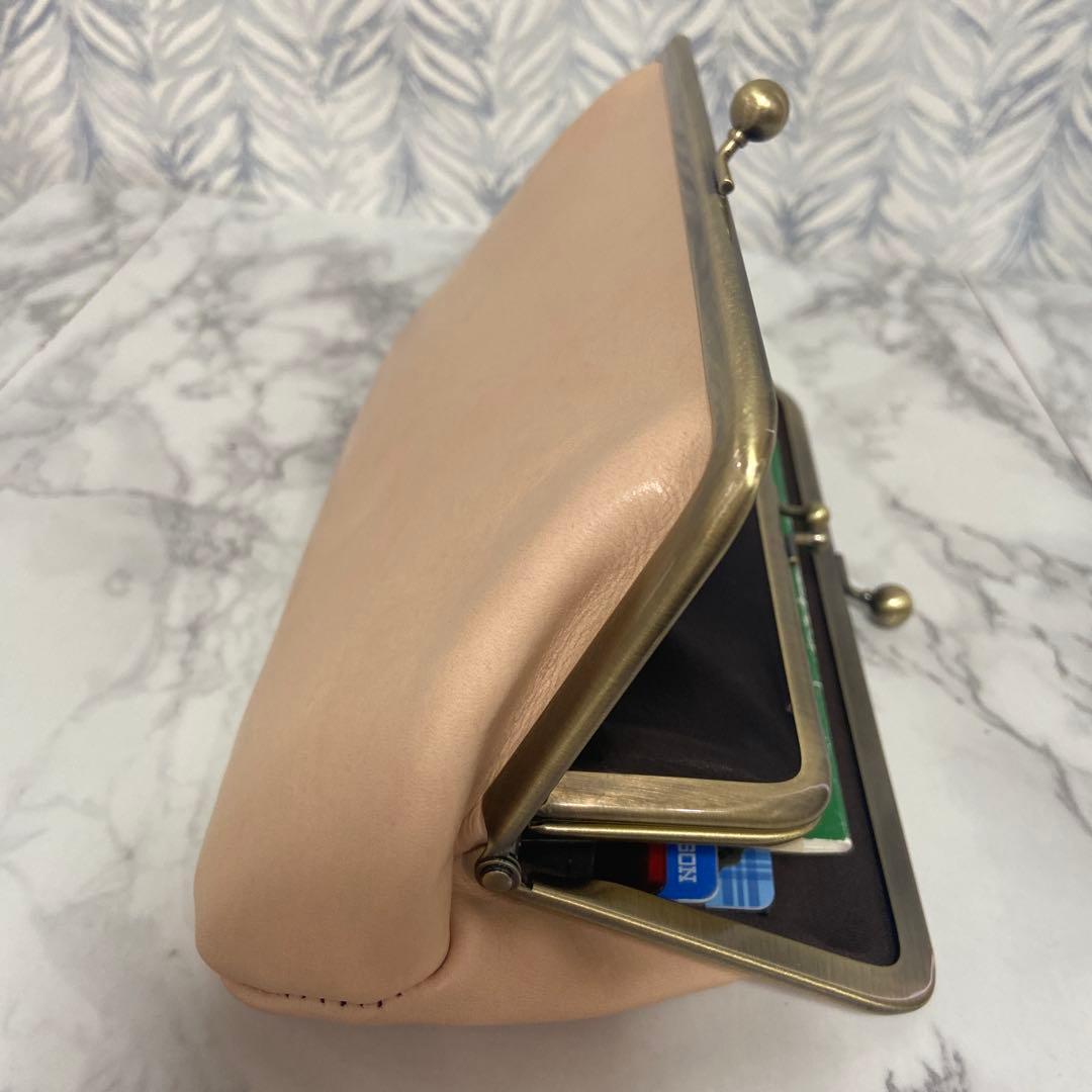 HIROちゃんハンドメイド　牛ヌメ革親子がま口長財布