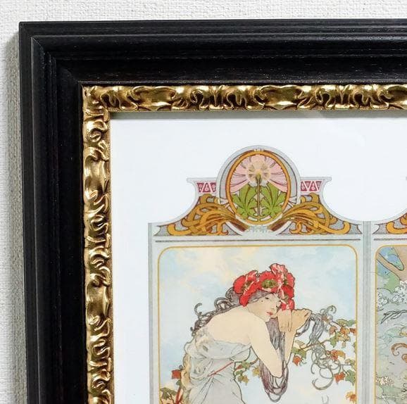 イタリア 額絵 アートフレーム ミュシャ 四季 FAL-6232MC