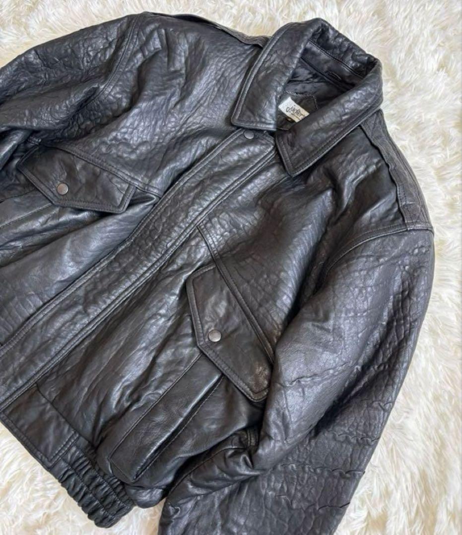 Vintage レザージャケット 　短丈古着 ブラック　M