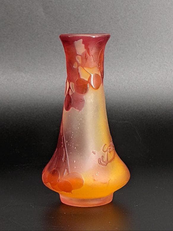 ◆スターガレ ミニアチュール花瓶/多層被せガラスカメオ彫りEmile Galle