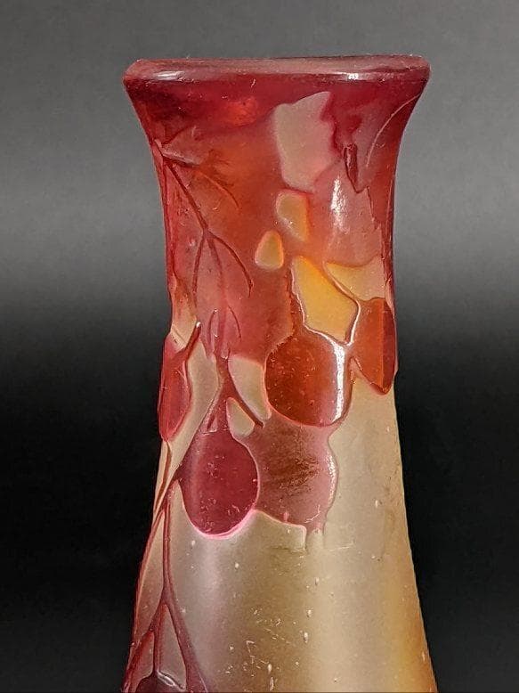 ◆スターガレ ミニアチュール花瓶/多層被せガラスカメオ彫りEmile Galle