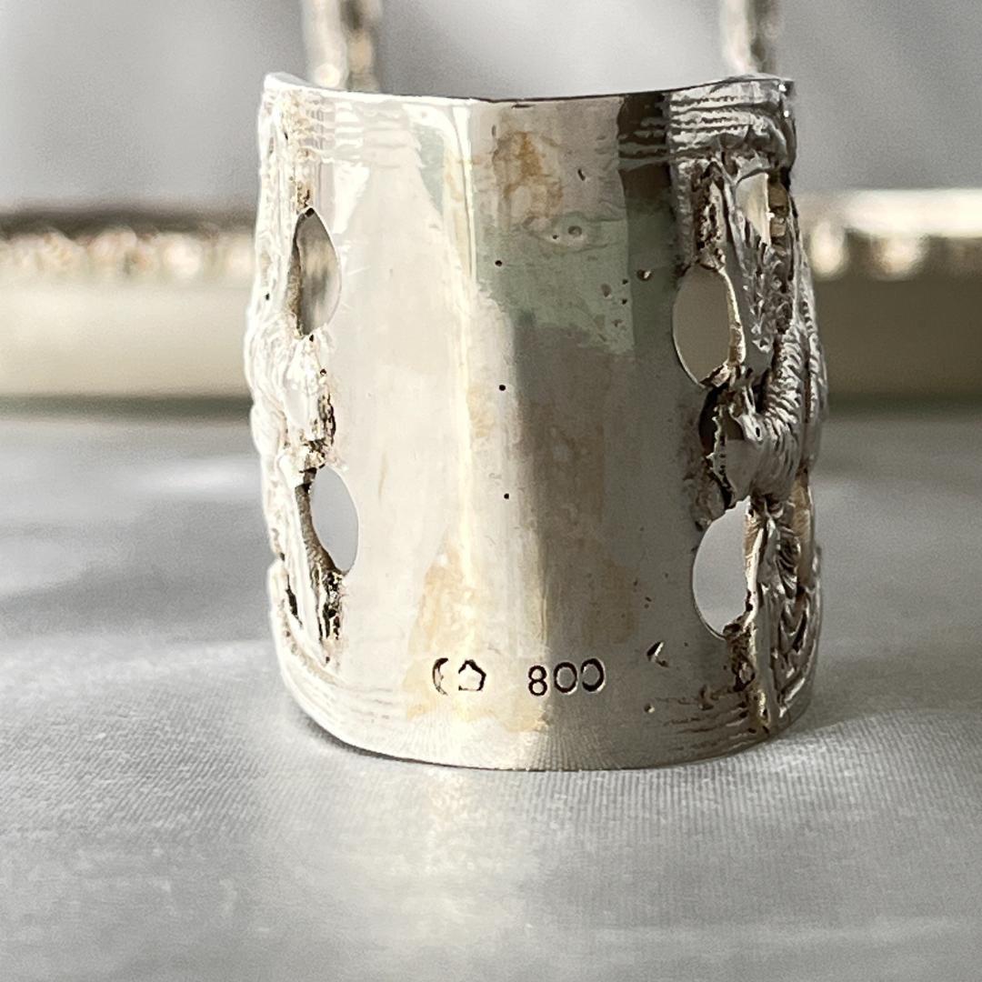 【ドイツ】 天使のペストリートング【純銀】鳥と花々 17.5cm 豪奢！