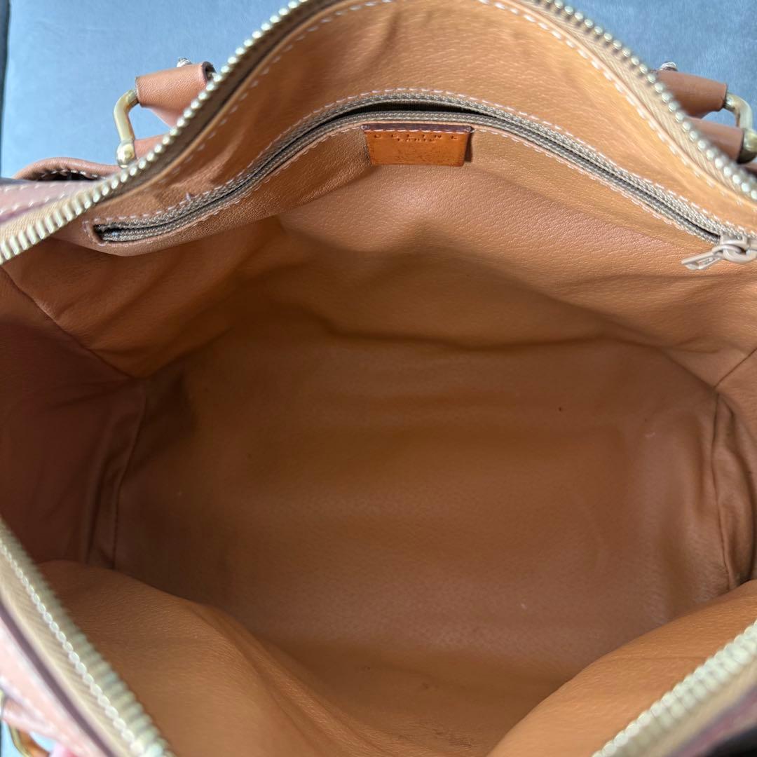 セリーヌ マカダム ハンドバッグ ミニボストンバッグ PVC レザー ブラウン