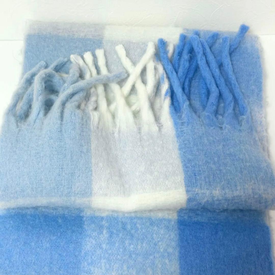 Acne Studios モヘアチェックスカーフ マフラー 水色 ライトブルー