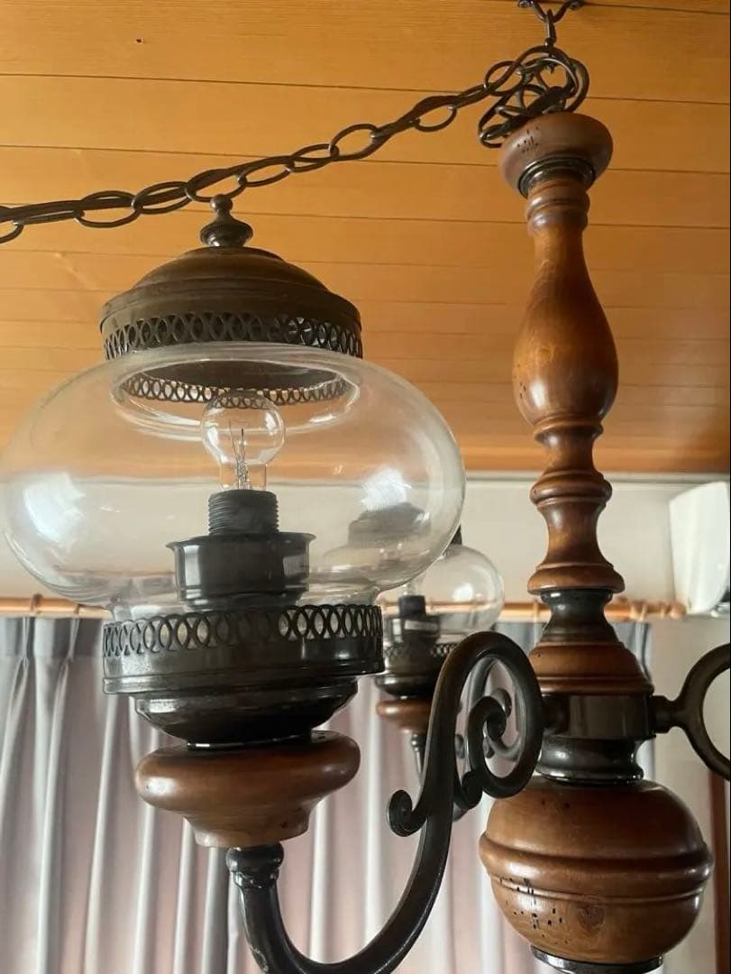 職人堅木アンティーク家具/クラシック3灯ペンダントライト