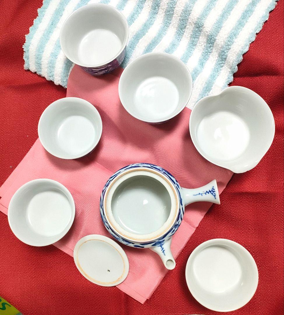 ●5388#0110　九谷焼アンティーク・レア茶道具茶器龍紋古染付セット0608