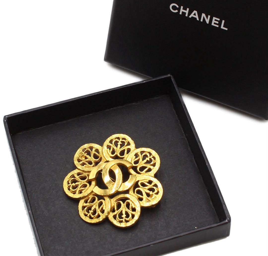 R2539 美品 シャネル ココマーク フラワーモチーフ ブローチ
