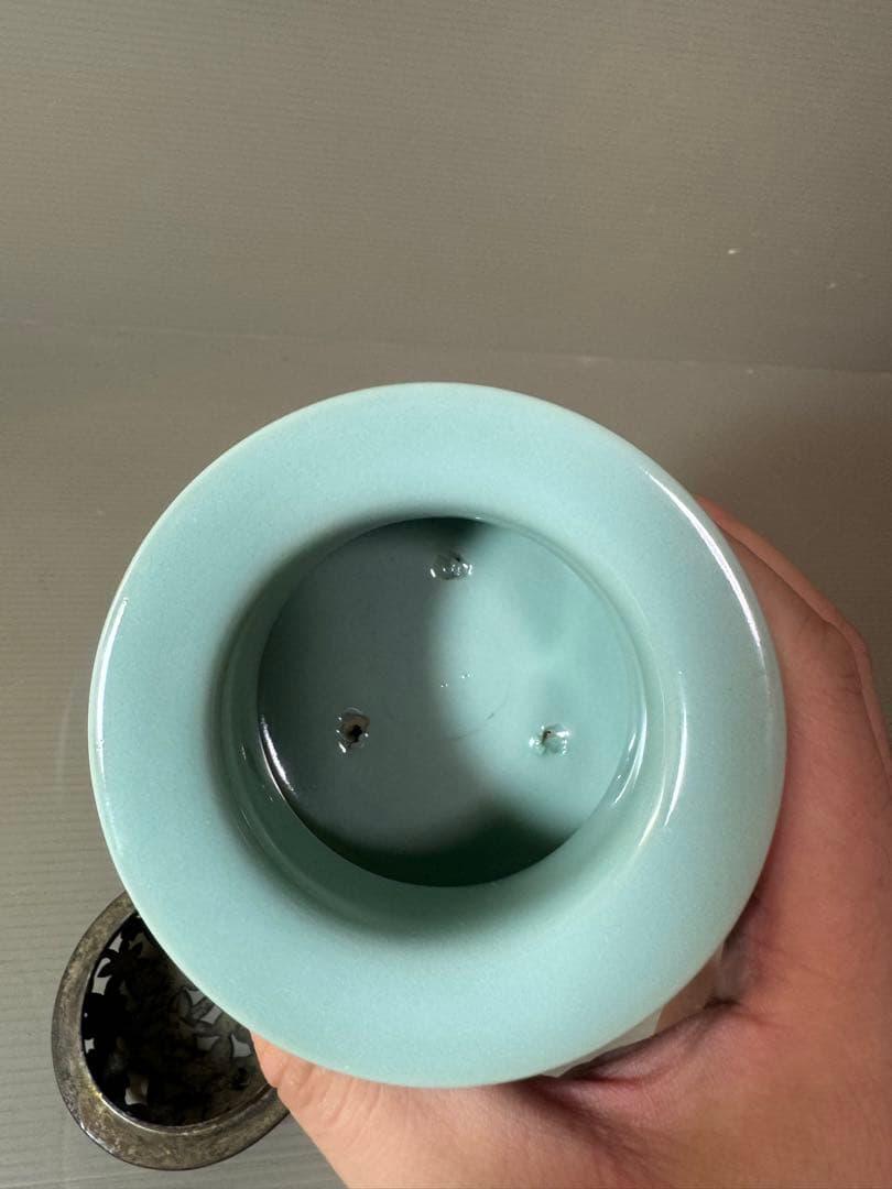 2811 青磁　三足　香炉　時代物