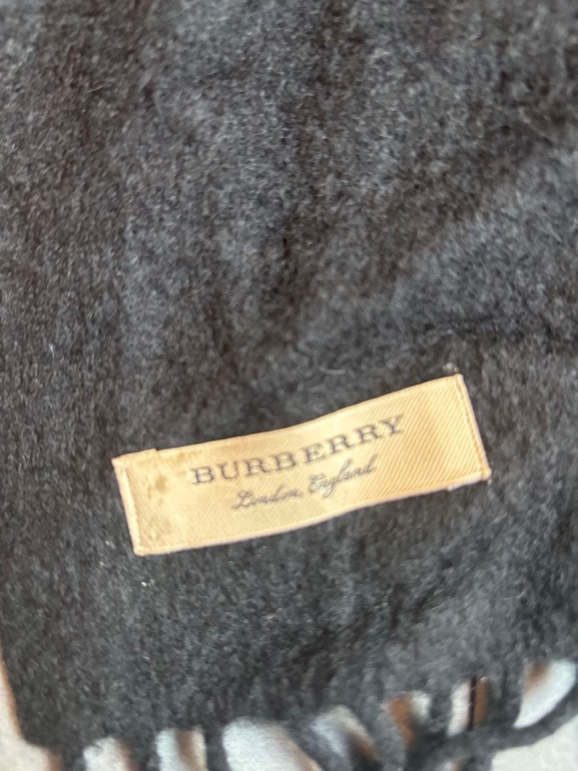 暖かいロングBURBERRY ブラックマフラー ウール