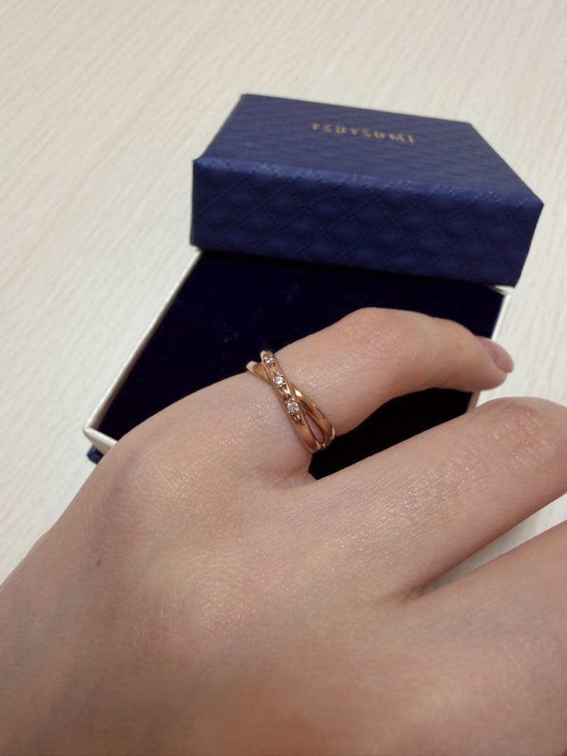 TSUTSUMI ローズゴールド ピンキーリング クロス