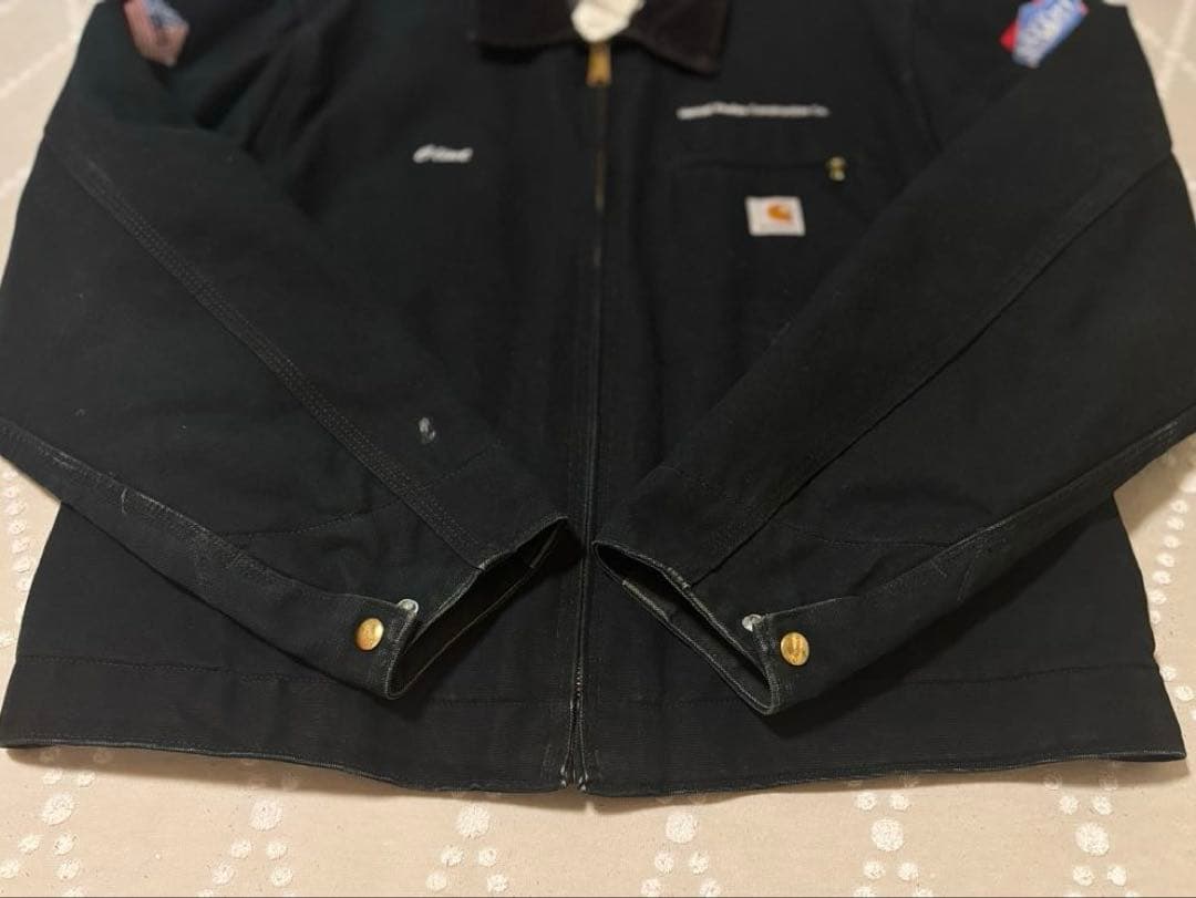 【レア】 Carhartt デトロイトジャケット 刺繍 ブラック 42 J01