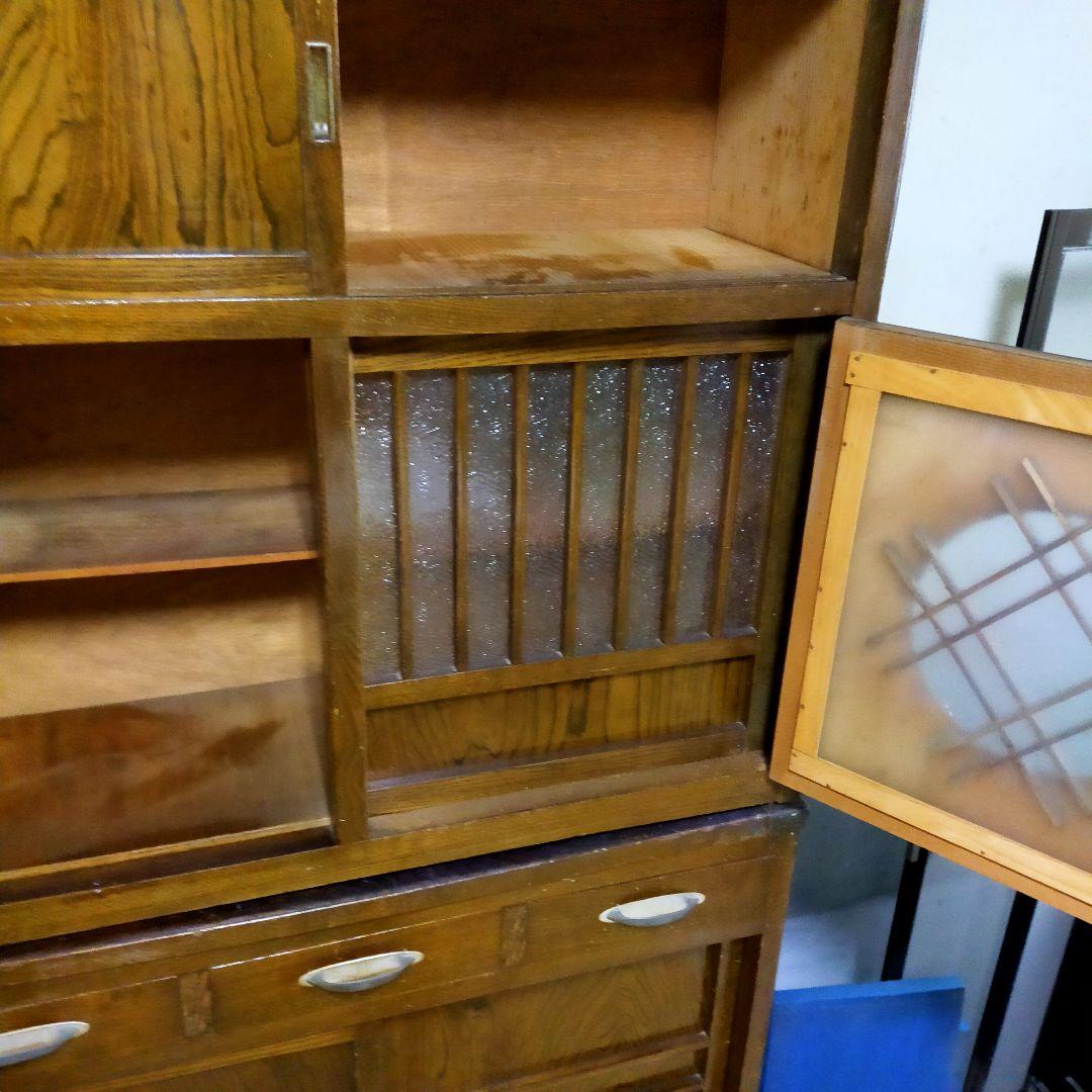 水屋箪笥上部　木製収納家具　アンティーク　引き戸