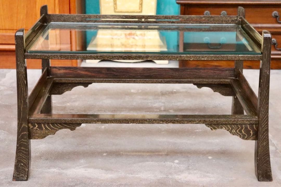 GMGS120○昭和レトロ ガラステーブル アンティーク ヴィンテージ 応接机