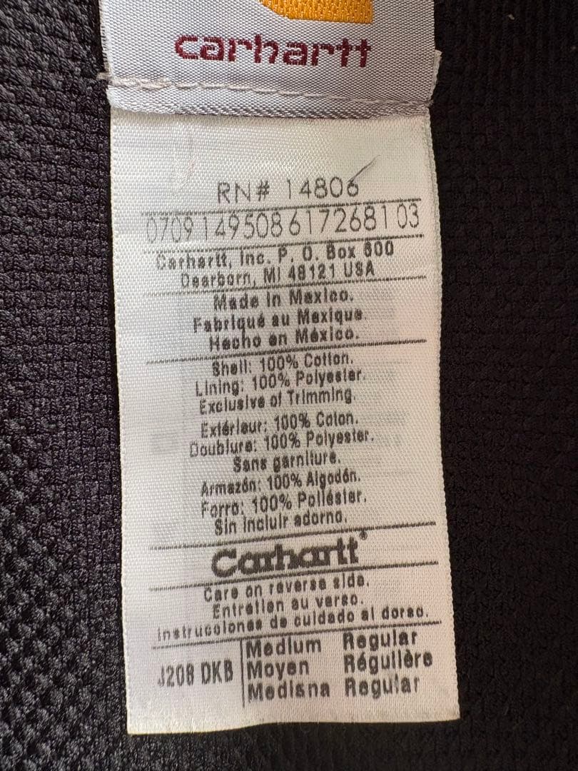 カーハート アクティブジャケット J208ダークブラウンM