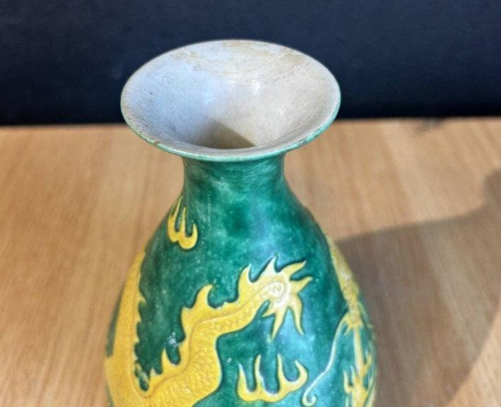 S8022　大清光緒年製　中国陶器　中国古美術　2彩　花瓶　花器