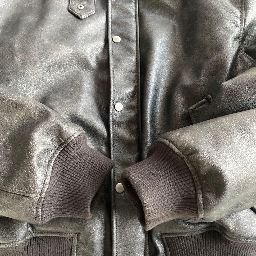 ZARA ボア襟付きレザージャケット S