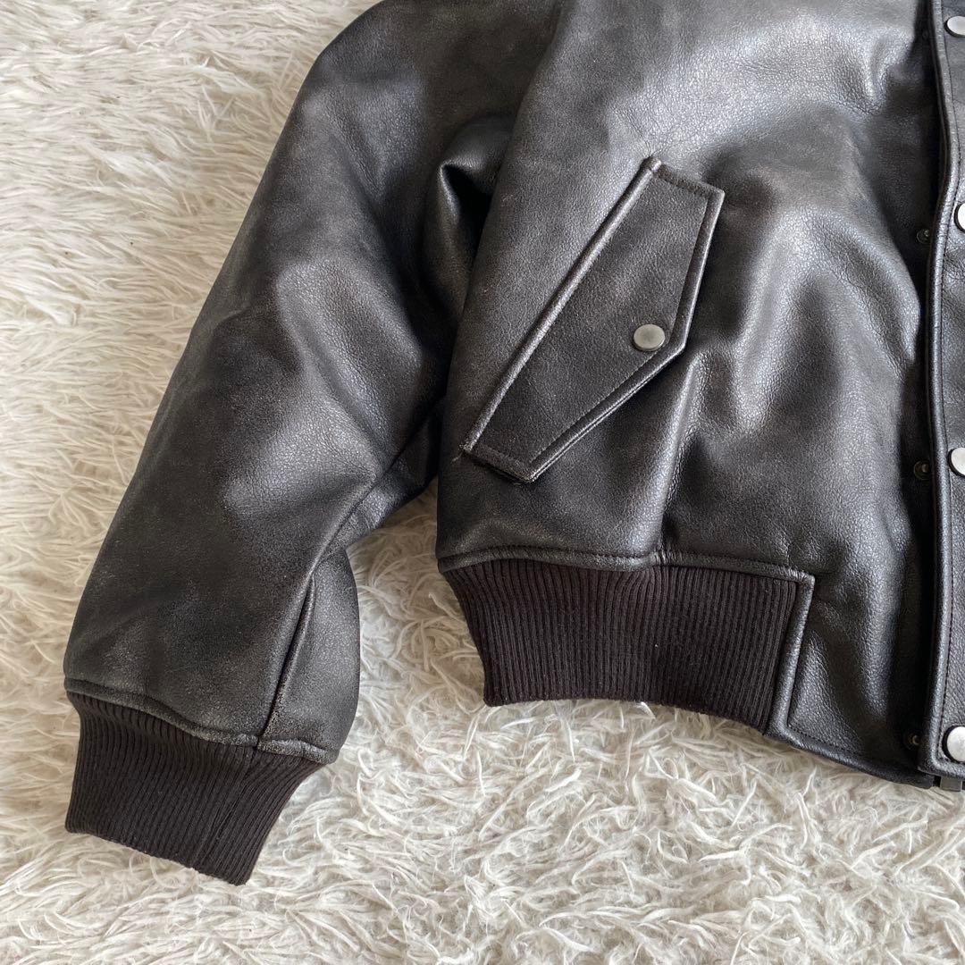 ZARA ボア襟付きレザージャケット S