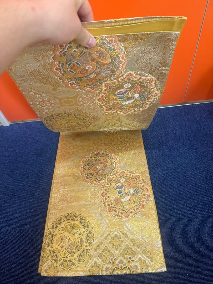 2684袋帯 古代彫金紋 西陣織 金糸　高級上質上品　約440cm 未使用
